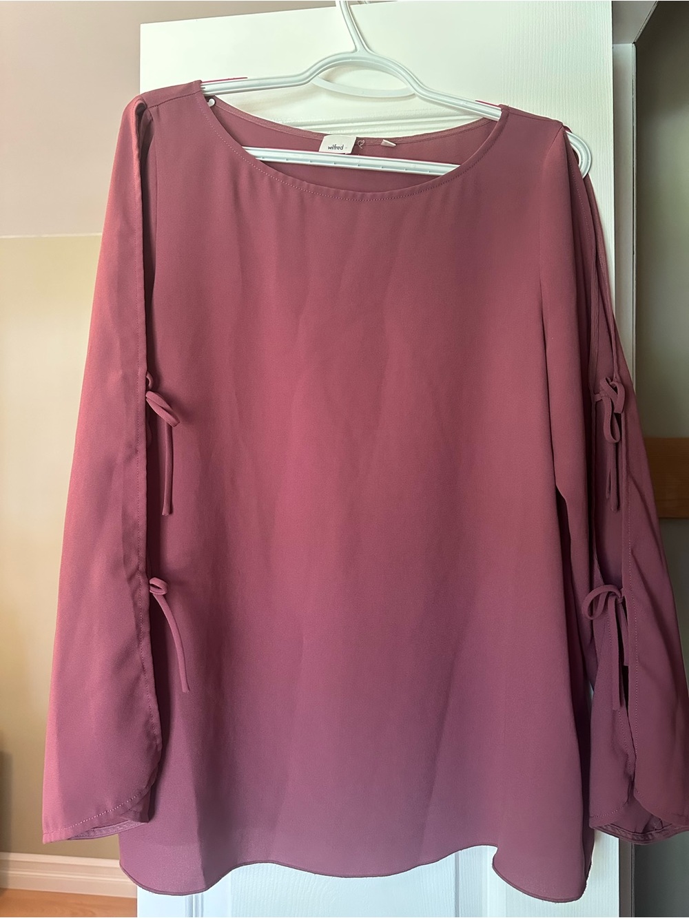 WILFRED Mauve Tie-Sleeve Long Sleeve blouse